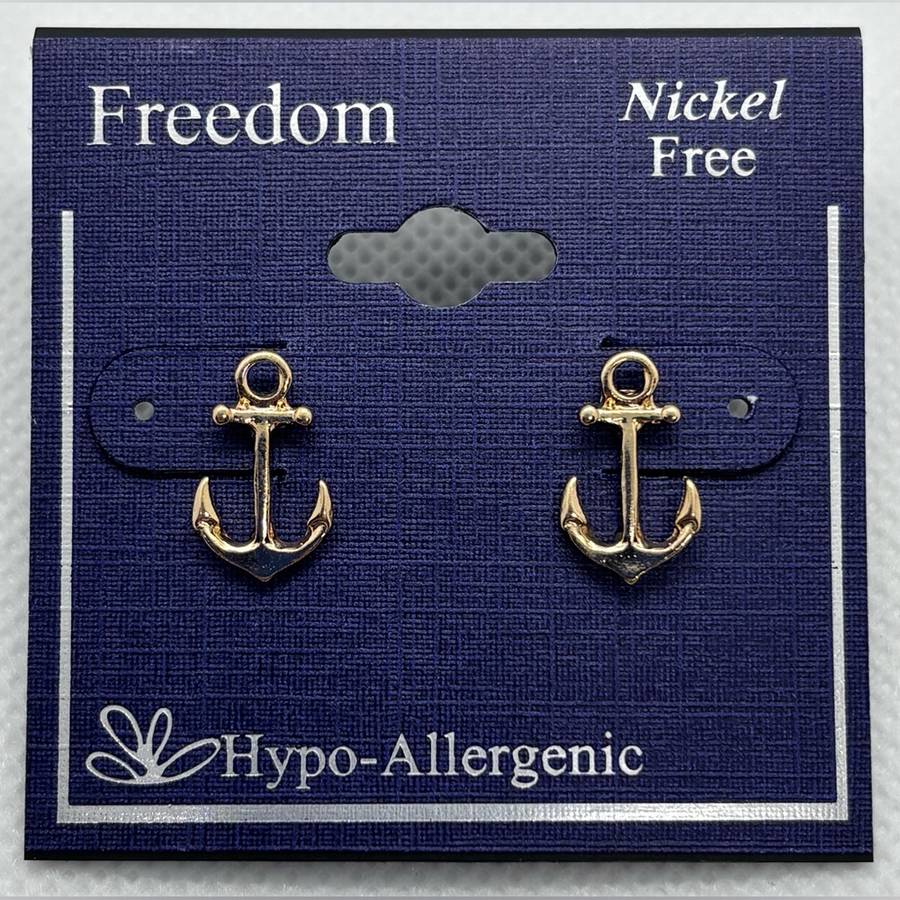 New Freedom Nautical Gold Anchor Earrings